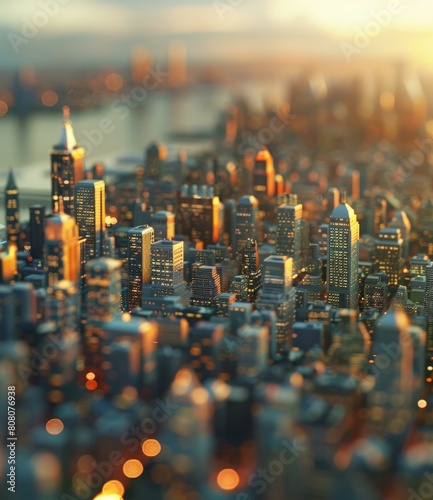 Tilt-shift photography of a miniature city