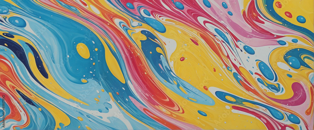 Obraz premium Vivid liquid paint splash border with colorful wave design