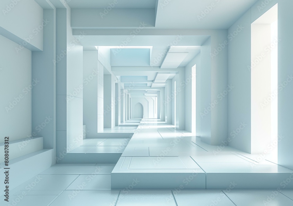 Fototapeta premium Futuristic empty corridor interior