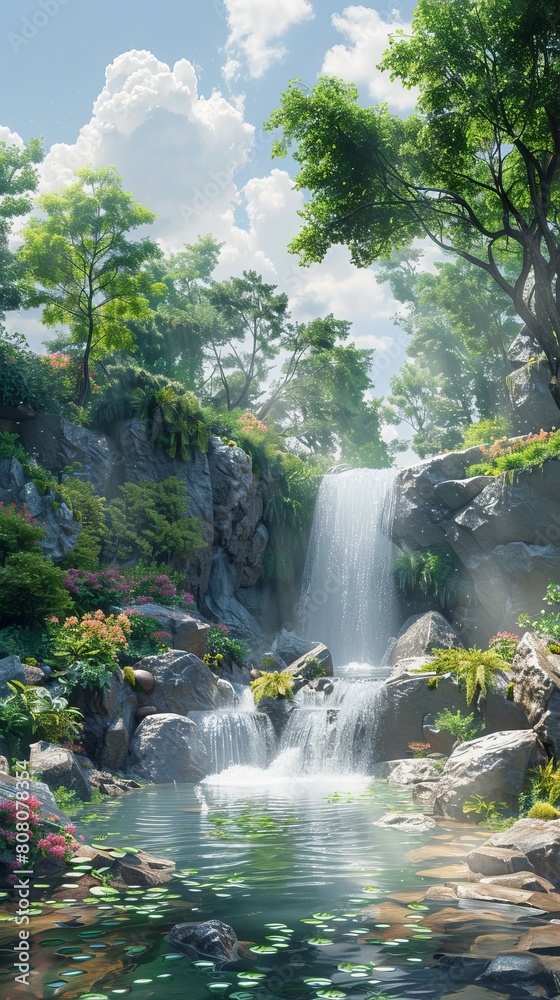 Obraz premium Waterfall in the middle of a forest