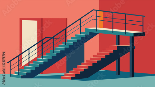 The addition of stairs and handrails providing safe access to multiple levels of the building.. Vector illustration