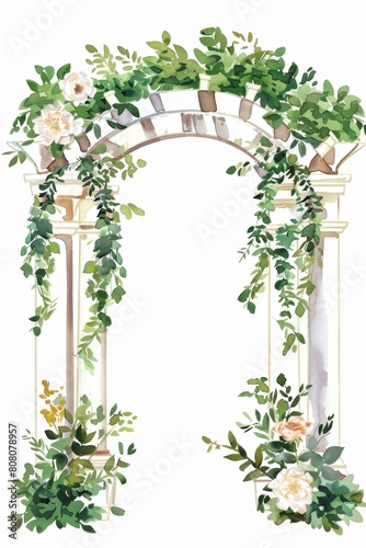 watercolor watercolor wedding arch on white background