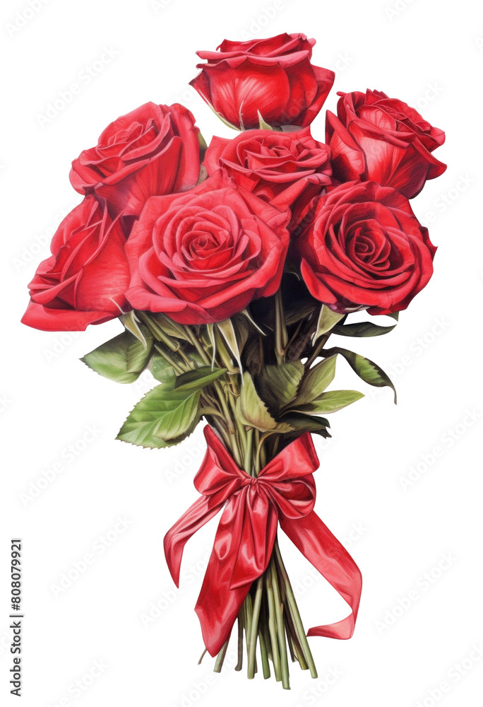 Fototapeta premium PNG Red roses bouquet flower plant white background.