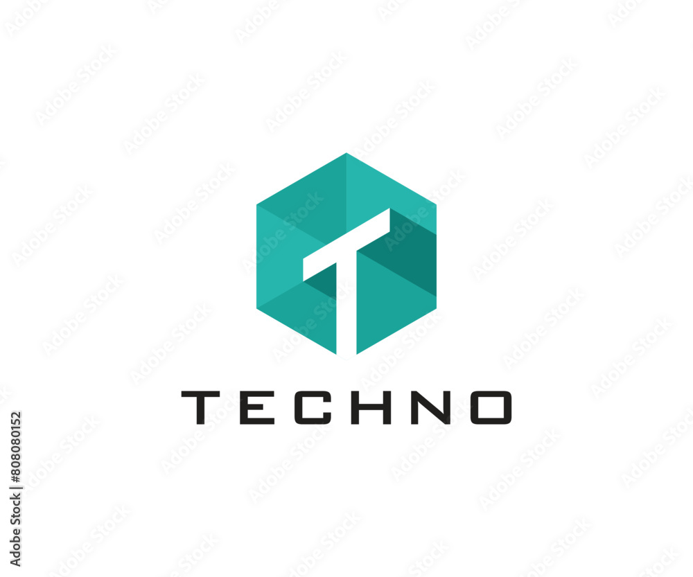 Letter T for Tehno logo icon design template