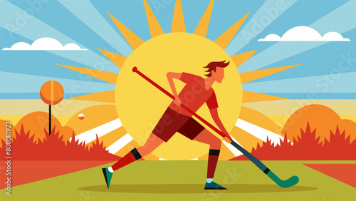 As the sun beats down on the players the intensity of the game increases in the Field Hockey Summer Series.. Vector illustration
