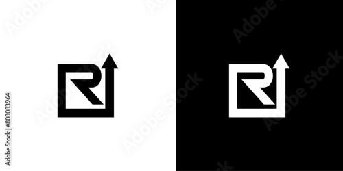 Initial Letter R Growth Swoosh Arrow Logo Design Vector