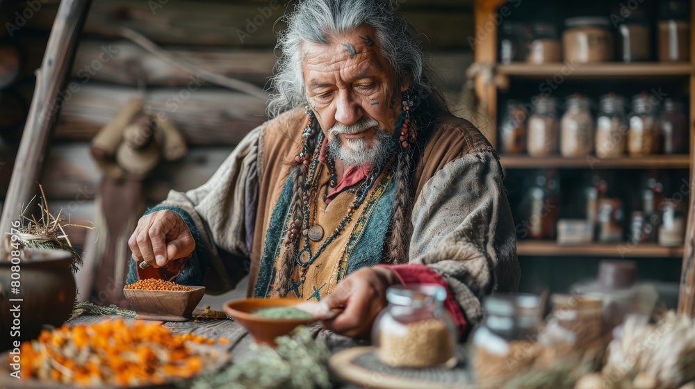 An old man is sitting at a table with a bowl of food in front of him