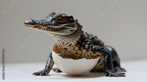 Cayman Crocodile Hatchlings Emergence A Portrait of New Life in High Detail Generative ai photo
