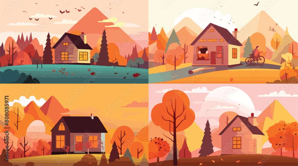 A set of vector illustrations with happy people on