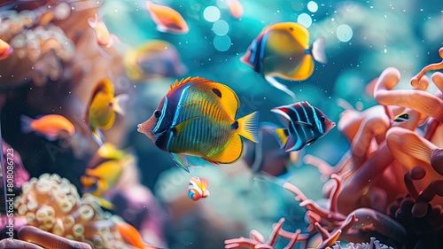 Aquarium Fish Swimming in Lush Tropical Colors