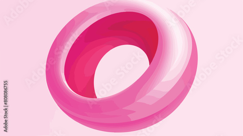 Abstract 3D toroid figure in pink color in brutalis