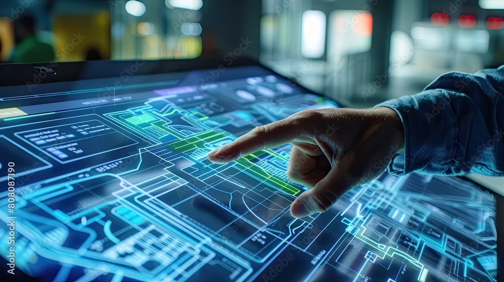 Interactive touch screen used for navigating a BIM model of a large ...