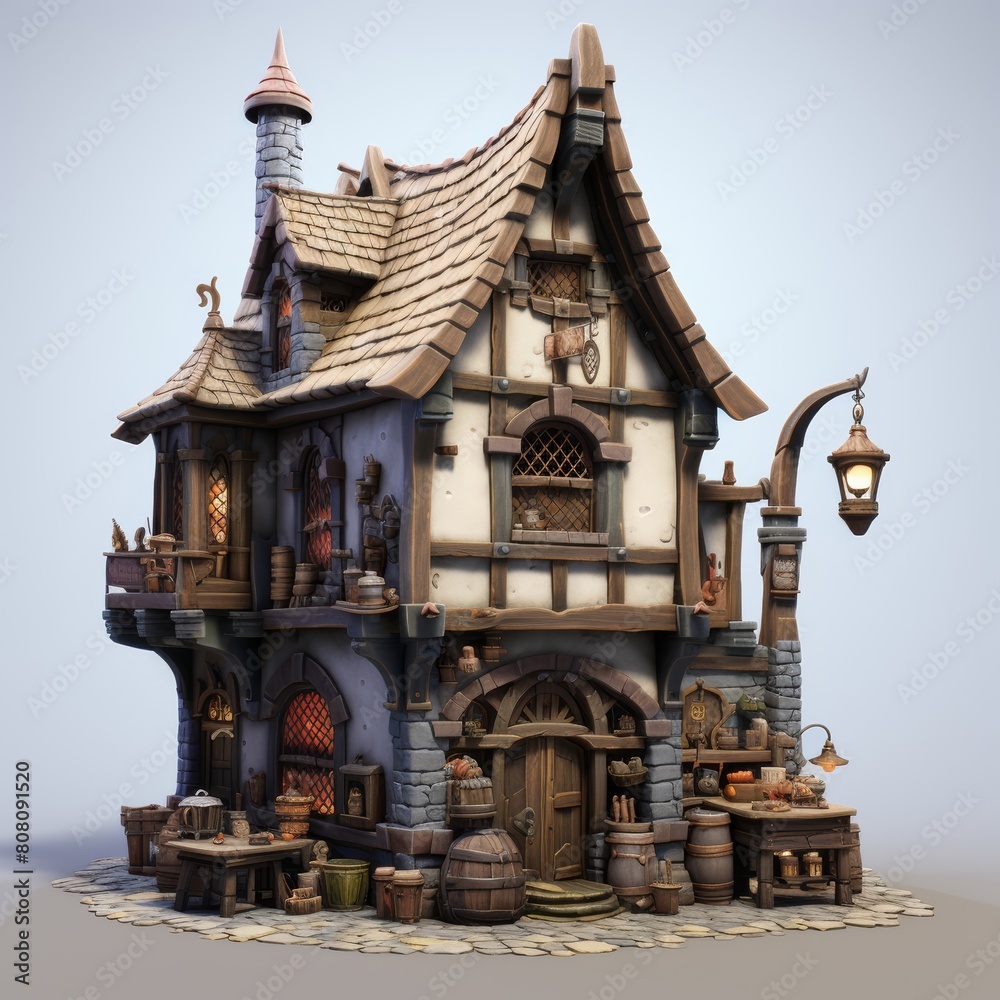 Fototapeta premium tailor shop 3d model in medieval style
