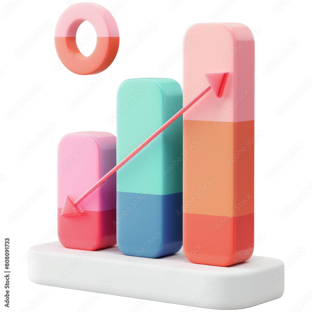 Business chart icon 3d, plastic material, isolated on transparent background Business chart icon 3d, plastic material, isolated on transparent background
