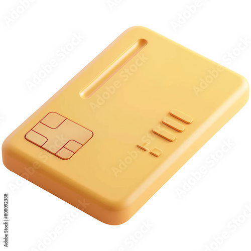 Credit card icon 3d, plastic material, isolated on transparent background