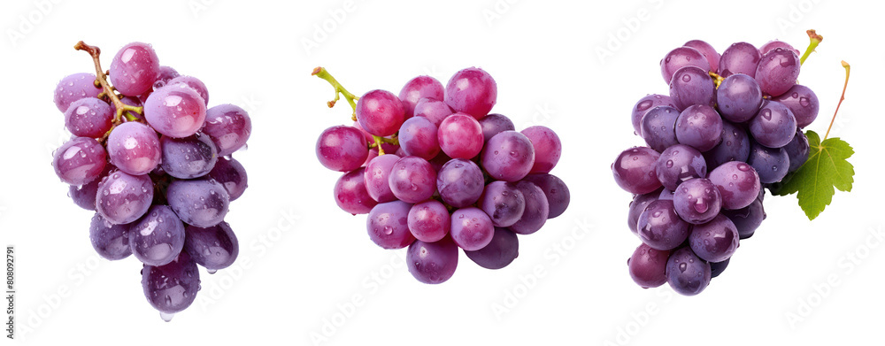 Three bunches of ripe and juicy purple grapes isolated on black background. Three bunches of ripe and juicy purple grapes isolated on black background.