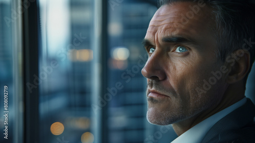 Close-Up of a Financial Consultant in a High-Rise Office