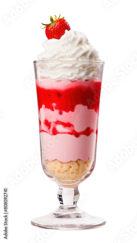 PNG Fountain glass of Strawberry milkshake cream strawberry dessert.