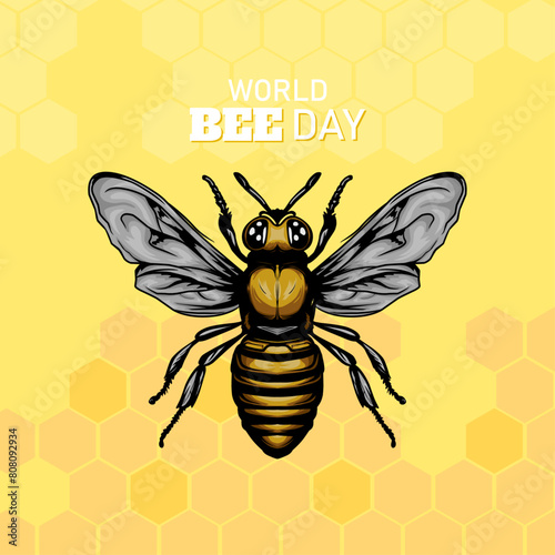 World Bee Day, International Bee Day. Vector illustration template for logo design, banner, poster, flyer, sticker, postcard,