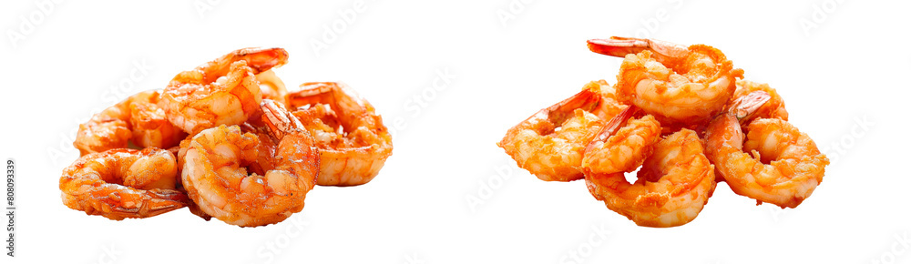 Set fo Fried Shrimp isolated on transparent background Set fo Fried Shrimp isolated on transparent background