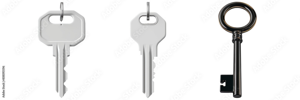 Set of house key icon 3d, isolated on transparent background Set of house key icon 3d, isolated on transparent background