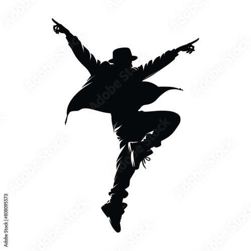 Black silhouette of Hip Hop dancer vector