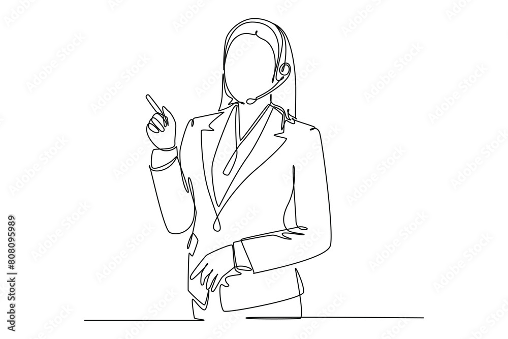 Continuous one line drawing customer support service concept. Doodle vector illustration.