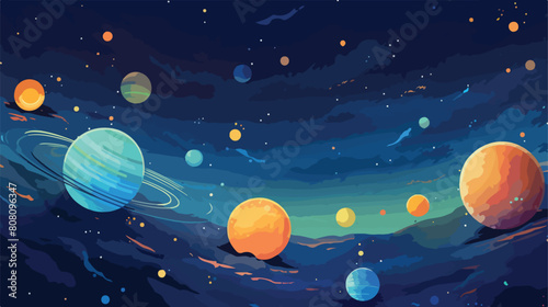 Abstract space background with planets and star gal photo