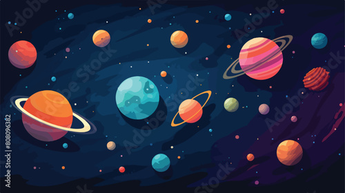 Abstract space background with planets and star gal photo
