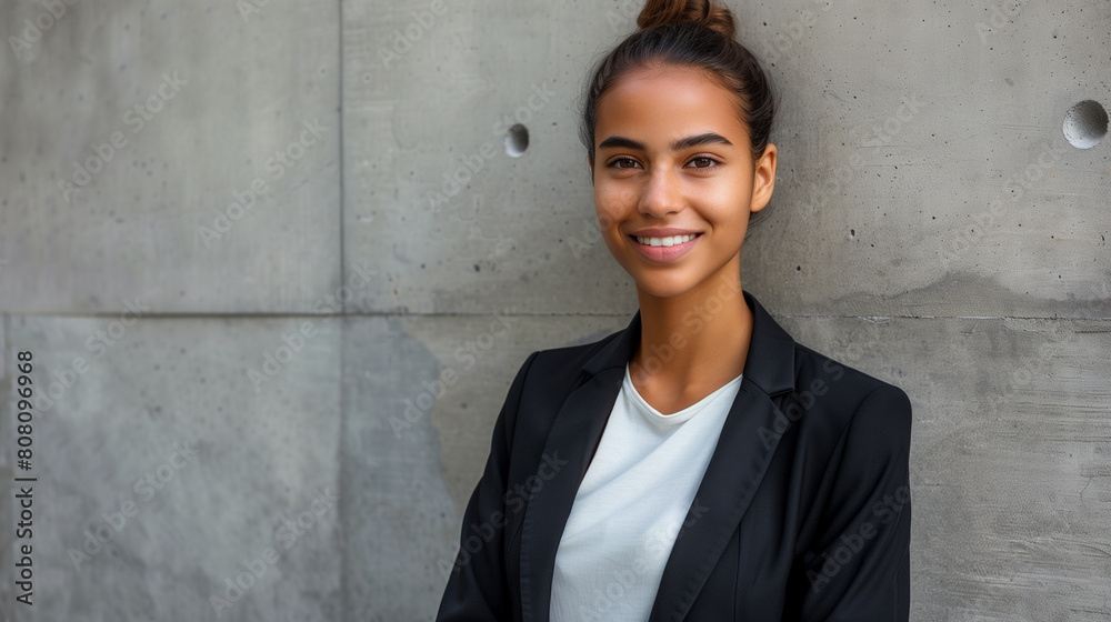Minimalist Portrait of a Young Entrepreneur Smiling Minimalist Portrait of a Young Entrepreneur Smiling