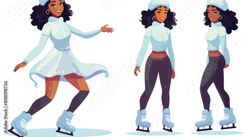 African black beautiful woman wearing ice skates ca