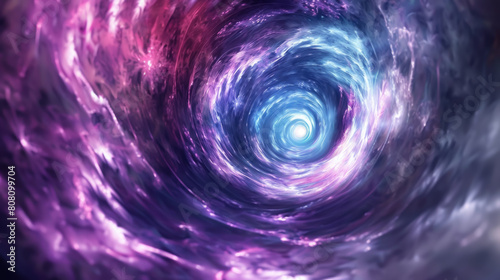 Interdimensional Portal, 3D swirling vortex blending with flat circular forms, Pastel universe gateway, Copy space