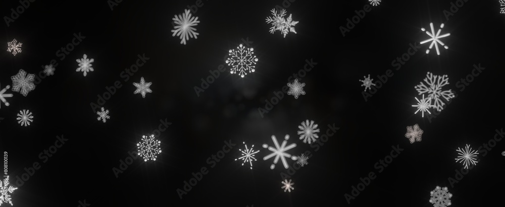 Snowflakes and bokeh lights on the blue Merry Christmas background. 3D render Snowflakes and bokeh lights on the blue Merry Christmas background. 3D render