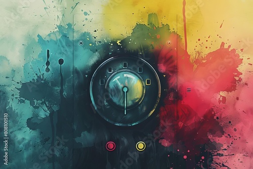 Dial button overlay flat design closeup luxury dashboard watercolor Split complementary color scheme photo
