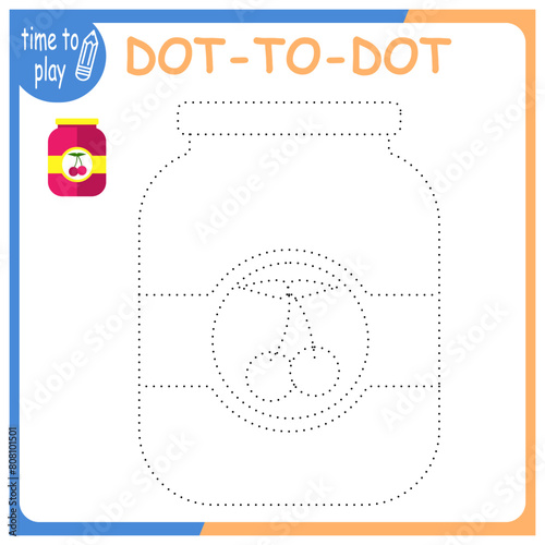 children's educational game. logic game. handwriting training. coloring by numbers. gardener, summer, jam, preserves