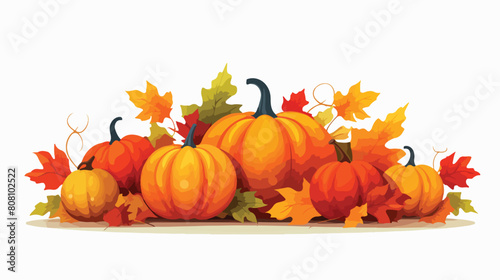 Autumn horizontal decorative element with colorful