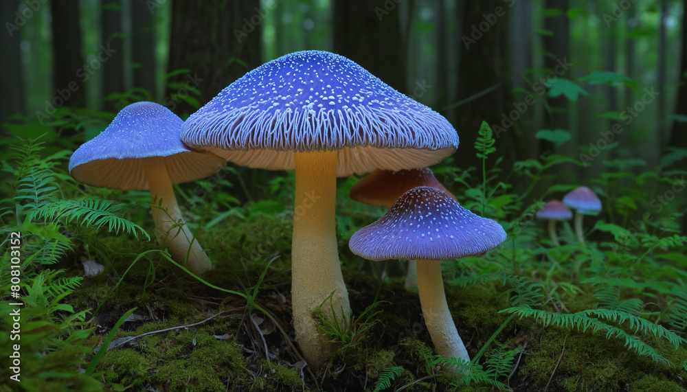 Fototapeta premium The Enchanted Forest: AI Generating Vibrant Mushroom Worlds