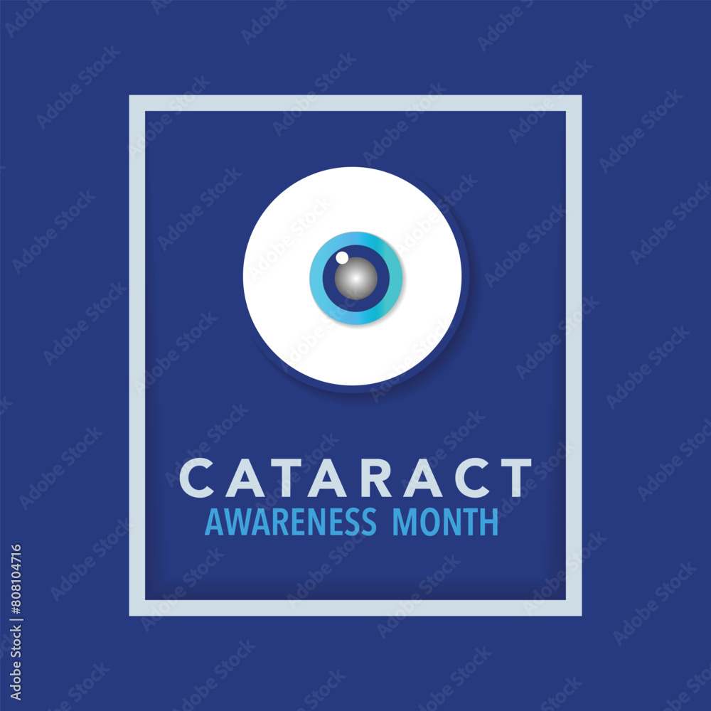 Cataract awareness month is observed every year in June, it is a dense, cloudy area that forms in the lens of the eye. Vector illustration. Cataract awareness month is observed every year in June, it is a dense, cloudy area that forms in the lens of the eye. Vector illustration.