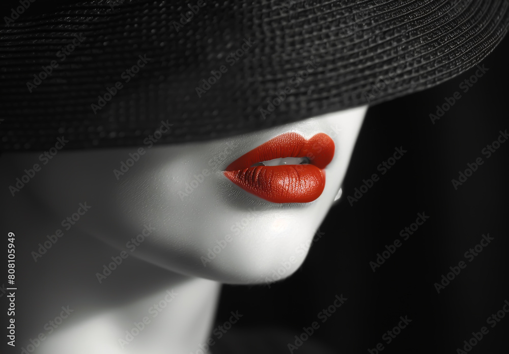 Obraz premium Lips with red lipstick