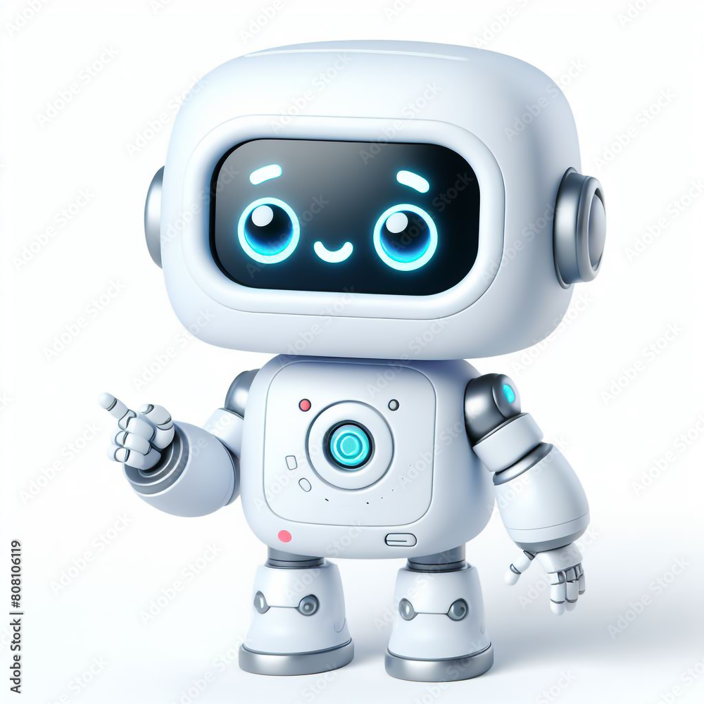 3D funny robot cartoon on white background
3D funny robot cartoon on white background