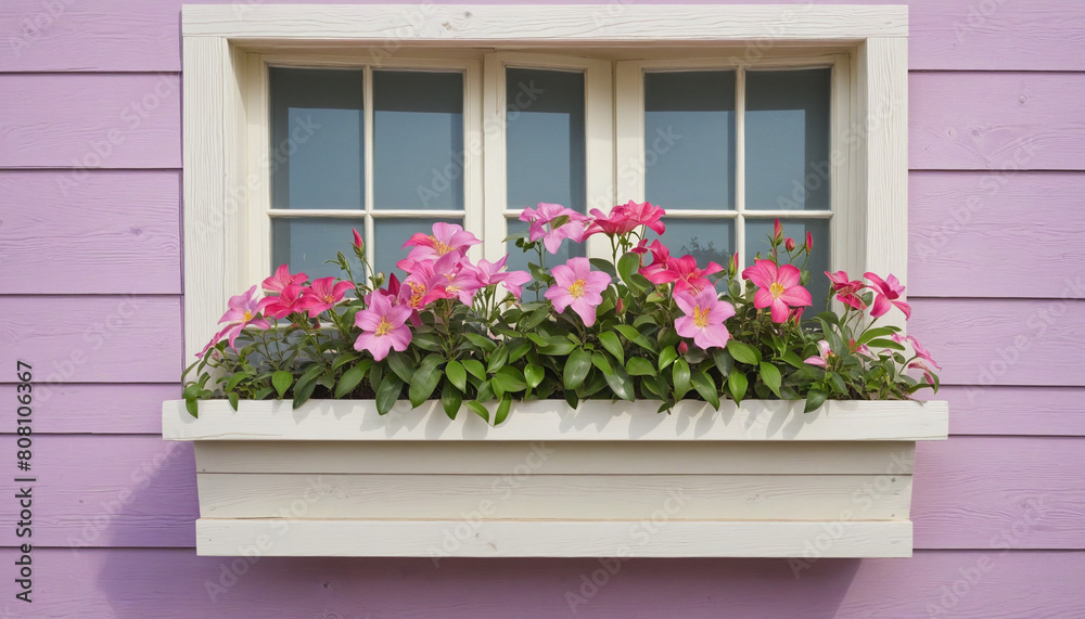 Generative AI creates a beautiful bouquet of pink flowers in a wooden window box surrounded by nature-inspired elements Generative AI creates a beautiful bouquet of pink flowers in a wooden window box surrounded by nature-inspired elements