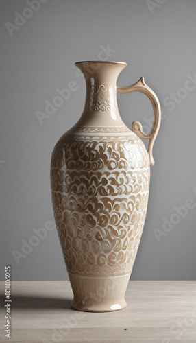 Ancient vase rendered by generative AI on transparent background, showcasing detailed pottery craftsmanship