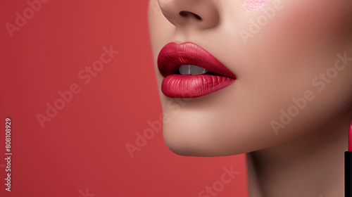 Close-up of red woman s lips