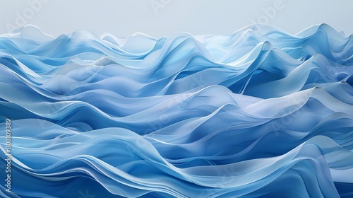 Continuous smooth blue waves, ideal for themes related to fluidity or calmness