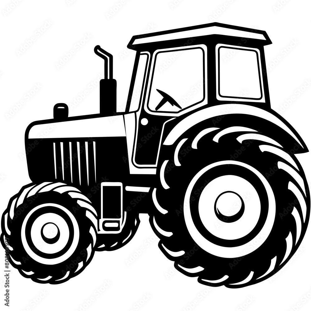 Tractor silhouette vector illustration isolated on a white background. Tractor silhouette vector illustration isolated on a white background.