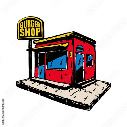 Burger shop illustration