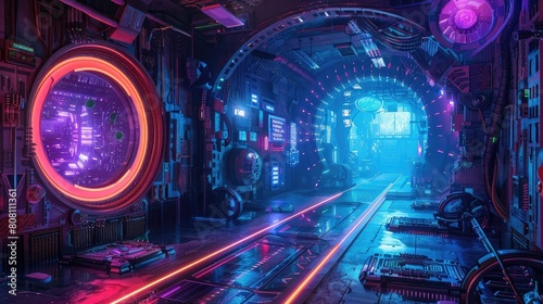 3d illustration rendering of futuristic cyberpunk realistic
