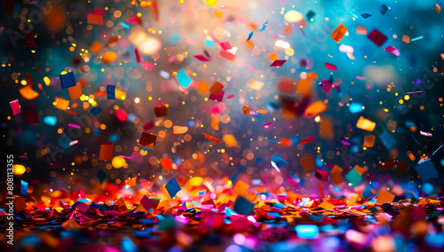 Celebration Confetti on Dark Background 