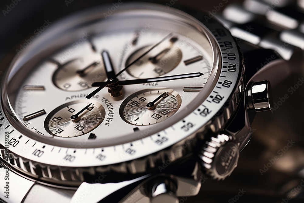 Exquisite macro shot of elegant high end wristwatch on luxurious watch background Exquisite macro shot of elegant high end wristwatch on luxurious watch background