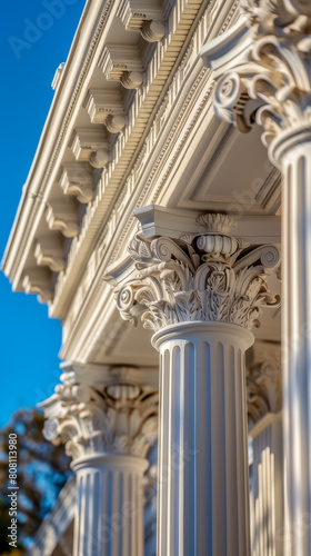 Close-up Greek revival description Experience the grandeur and elegance of Greek revival style in this mesmerizing close-up view